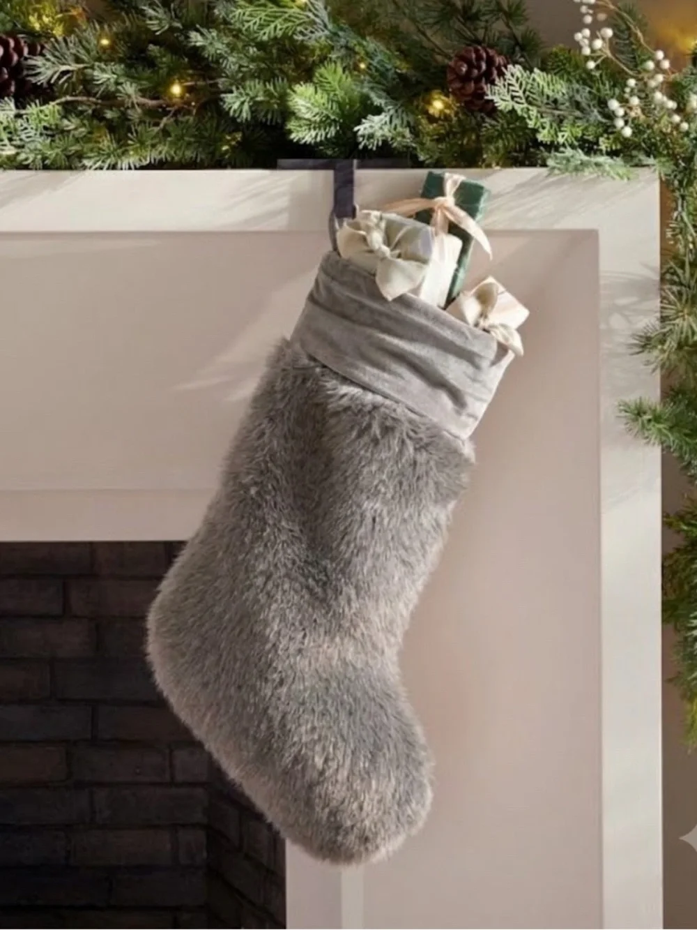 NWOT Pottery Barn Faux Mink Grey Stockings